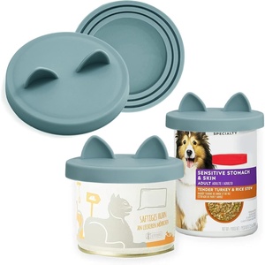 image:imageOHMO 2 Pack Dog Food Can Lids 312 14oz etc Universal Size BPA Free Silicone Covers for Cat and Pet Food Light BlueLight Blue
