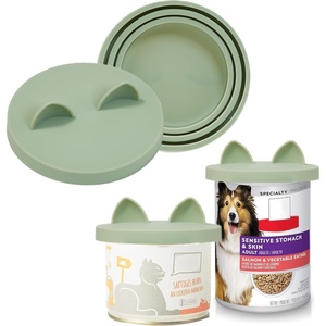 image:imageOHMO 2 Pack Dog Food Can Lids 312 14oz etc Universal Size BPA Free Silicone Covers for Cat and Pet Food Light BlueLight Green