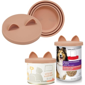 image:imageOHMO 2 Pack Dog Food Can Lids 312 14oz etc Universal Size BPA Free Silicone Covers for Cat and Pet Food Light BlueNude Pink