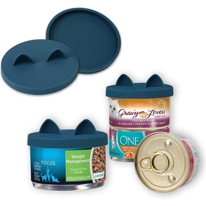image:imageOHMO 2 Pack Cat Food Can Lids Small Size 3 oz Silicone Pet Food Can Lids Covers for 25 oz Cat Food Cans Light BlueDark Blue