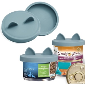 image:imageOHMO 2 Pack Cat Food Can Lids Small Size 3 oz Silicone Pet Food Can Lids Covers for 25 oz Cat Food Cans Light BlueLight Blue