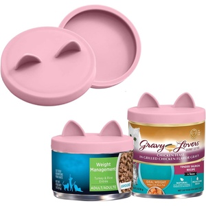 image:imageOHMO 2 Pack Cat Food Can Lids Small Size 3 oz Silicone Pet Food Can Lids Covers for 25 oz Cat Food Cans Light BluePink
