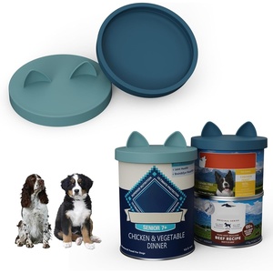 image:imageOHMO 2 Pack Pet Food Can Lids 33 in  85mm Silicone Pet Food Can Lids Covers for 55 oz Cat and Dog Food Cans MarsampCoralDark BlueLight Blue