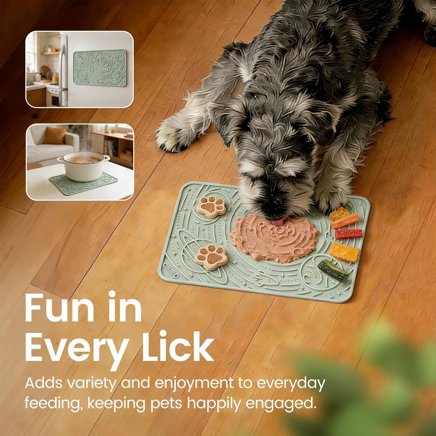 image:imageOHMO Lick Mat for Dogs amp Cats AshBeige 2pcs 9859 Galaxy Design Slow Feeder with Suction Cups Keep Them Busy amp Anxiety Relief Easy Clean Enrichment AccessoriesLight BlueLight Green