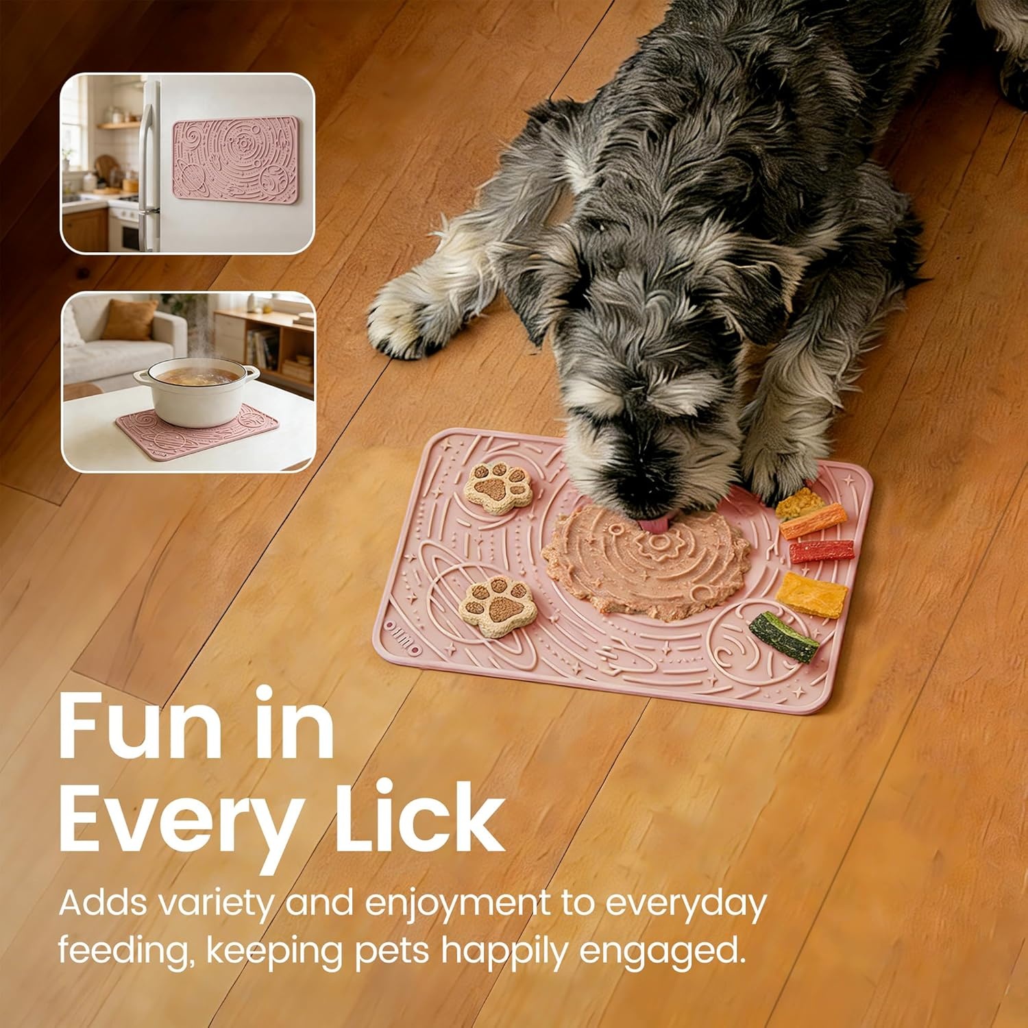 image:imageOHMO Lick Mat for Dogs amp Cats AshBeige 2pcs 9859 Galaxy Design Slow Feeder with Suction Cups Keep Them Busy amp Anxiety Relief Easy Clean Enrichment AccessoriesCoralLight Green