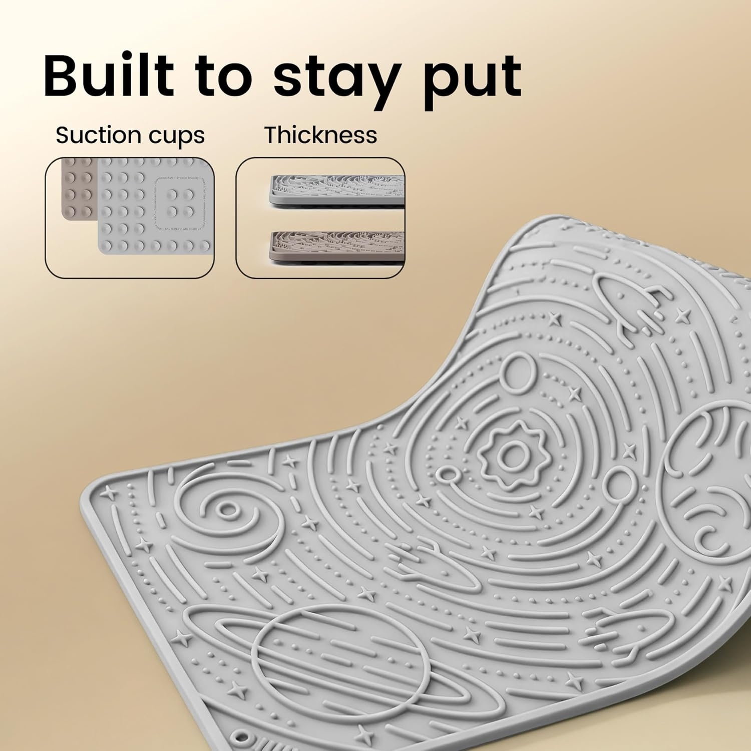 image:imageOHMO Lick Mat for Dogs amp Cats AshBeige 2pcs 9859 Galaxy Design Slow Feeder with Suction Cups Keep Them Busy amp Anxiety Relief Easy Clean Enrichment AccessoriesAshBeige