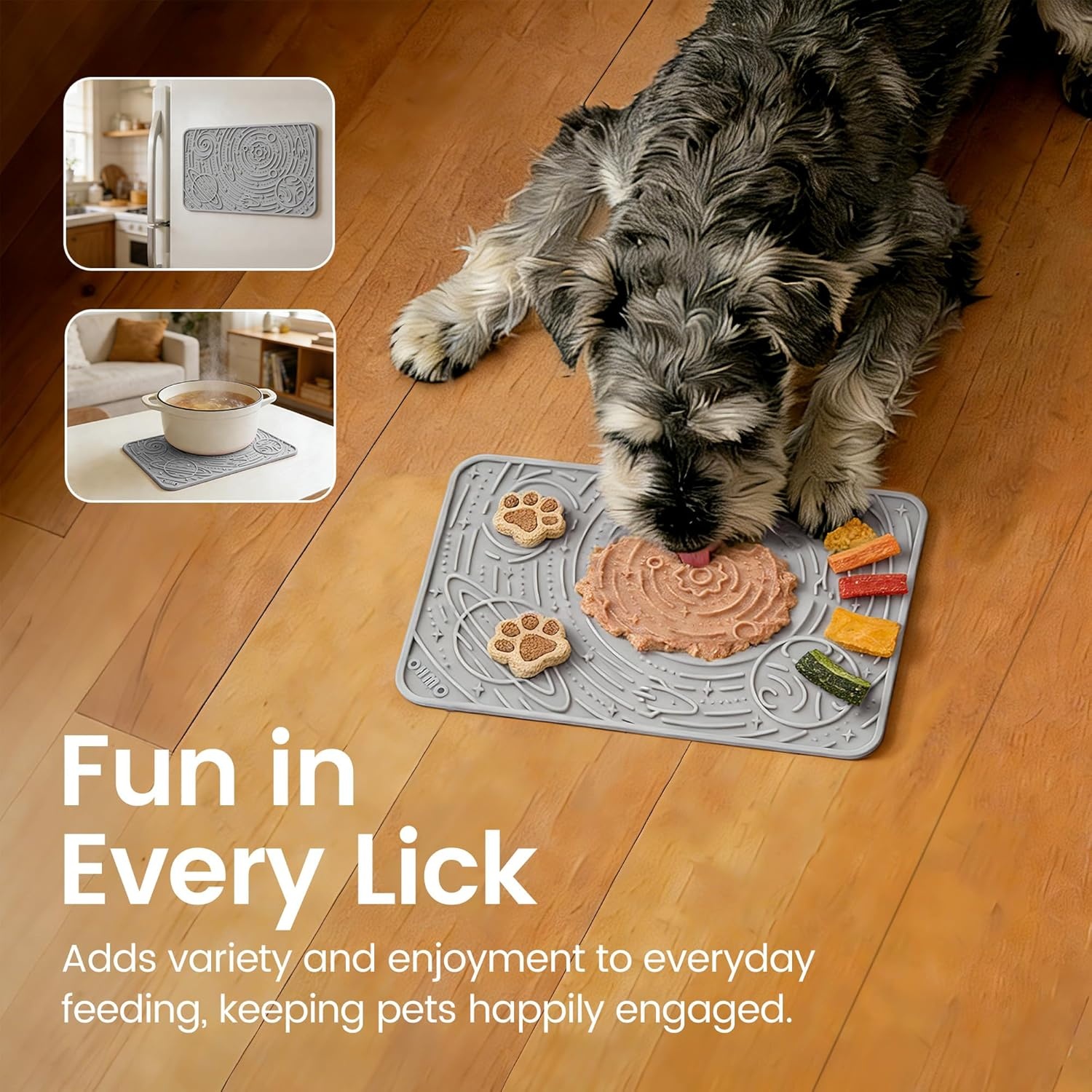 image:imageOHMO Lick Mat for Dogs amp Cats AshBeige 2pcs 9859 Galaxy Design Slow Feeder with Suction Cups Keep Them Busy amp Anxiety Relief Easy Clean Enrichment AccessoriesAshBeige