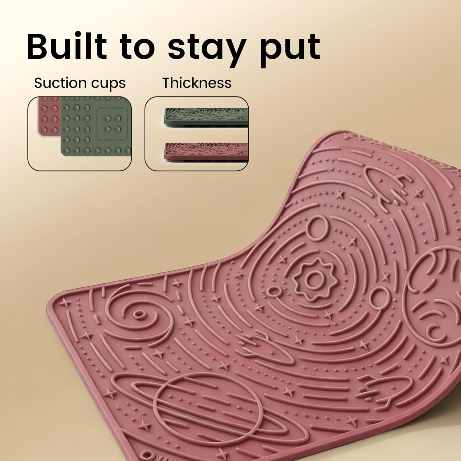 image:imageOHMO Lick Mat for Dogs amp Cats AshBeige 2pcs 9859 Galaxy Design Slow Feeder with Suction Cups Keep Them Busy amp Anxiety Relief Easy Clean Enrichment AccessoriesCamo GreenMars