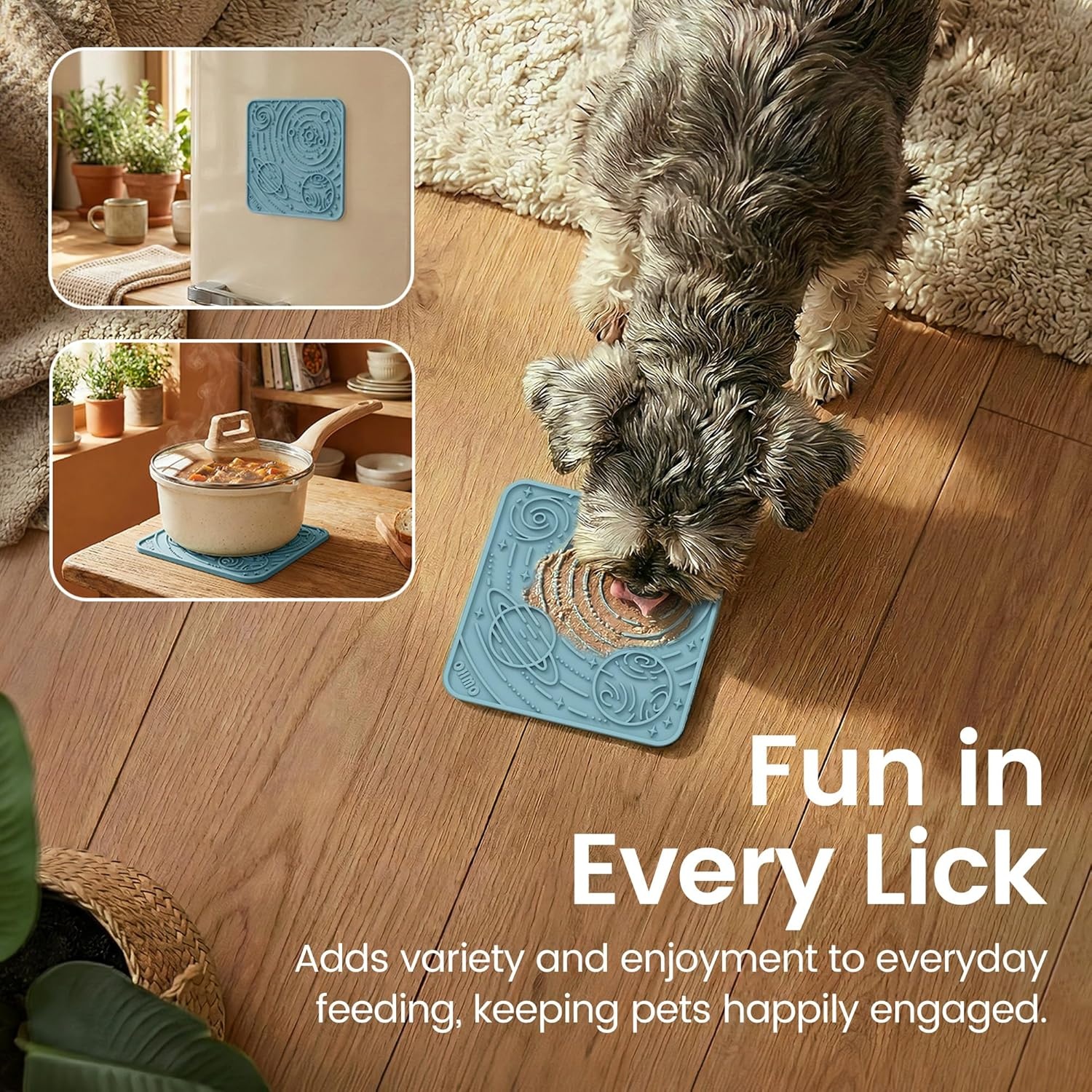 image:imageOHMO Lick Mat for Dogs and CatsSmall DarkampLight Blue 2pcs Enrichment Accessories Toy Space Star Easy Clean Pet Slow FeederSuction Cups Licking Pad for Anxiety Relief and Boredom ReductionDark BlueLight Blue