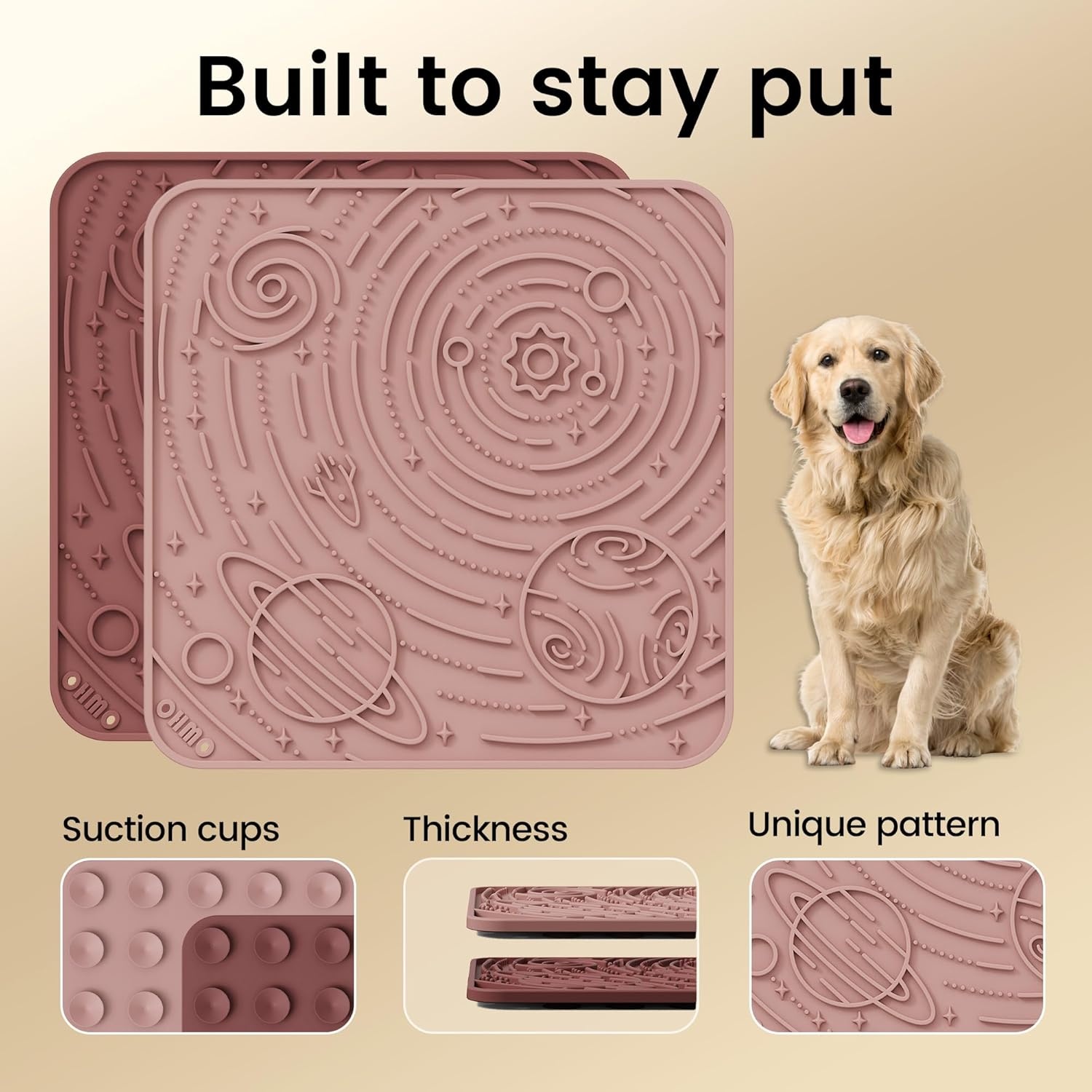 image:imageOHMO Lick Mat for Dogs and CatsSmall DarkampLight Blue 2pcs Enrichment Accessories Toy Space Star Easy Clean Pet Slow FeederSuction Cups Licking Pad for Anxiety Relief and Boredom ReductionMarsCoral