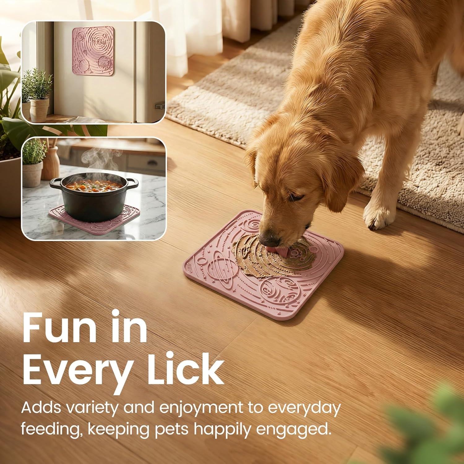 image:imageOHMO Lick Mat for Dogs and CatsSmall DarkampLight Blue 2pcs Enrichment Accessories Toy Space Star Easy Clean Pet Slow FeederSuction Cups Licking Pad for Anxiety Relief and Boredom ReductionMarsCoral