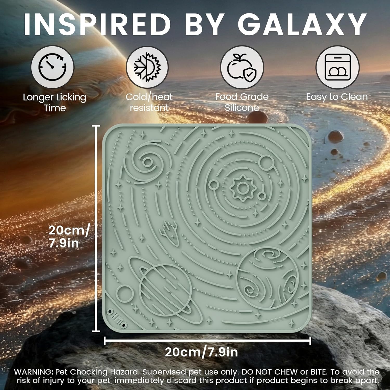 image:imageOHMO Lick Mat for Dogs and CatsSmall DarkampLight Blue 2pcs Enrichment Accessories Toy Space Star Easy Clean Pet Slow FeederSuction Cups Licking Pad for Anxiety Relief and Boredom ReductionCamo GreenLight Green