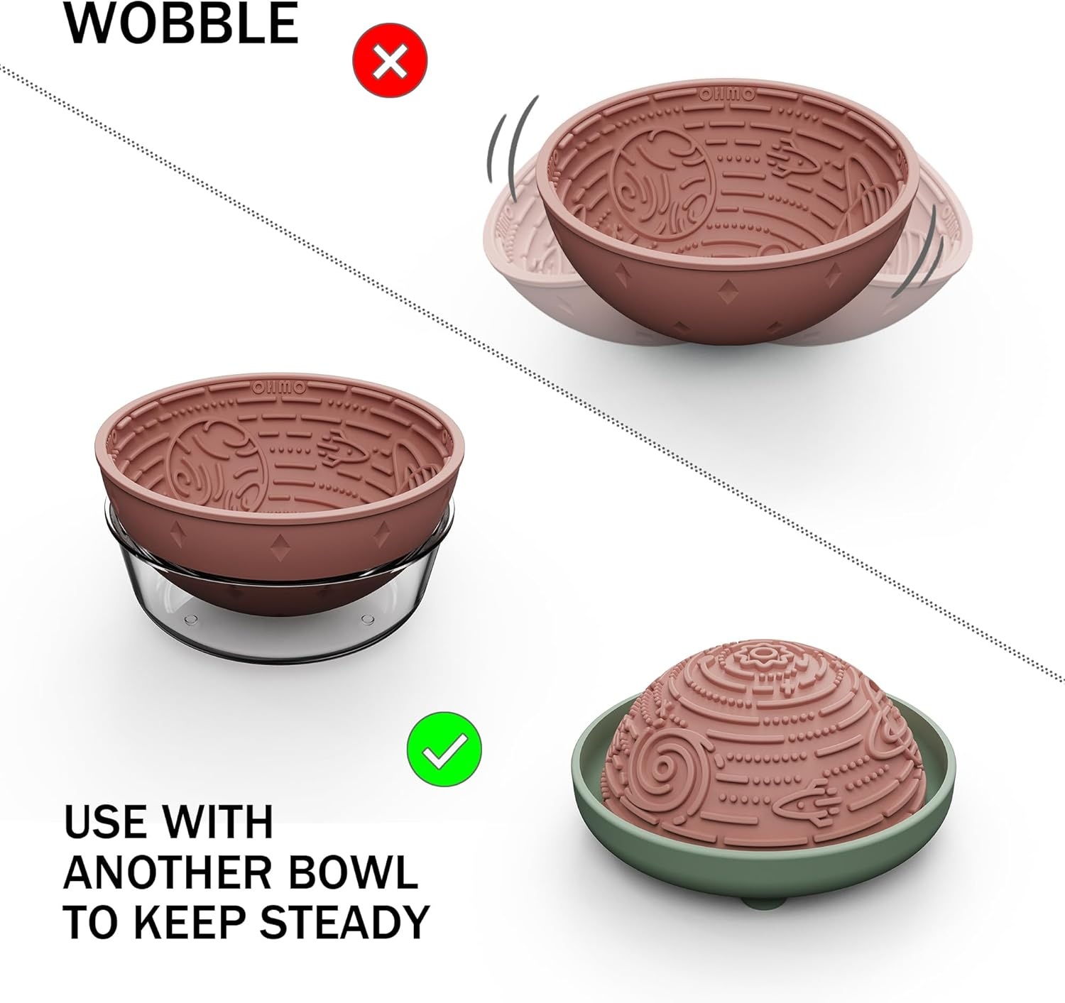 image:imageOHMO Lick Mat for Dogs and CatsSmall DarkampLight Blue 2pcs Enrichment Accessories Toy Space Star Easy Clean Pet Slow FeederSuction Cups Licking Pad for Anxiety Relief and Boredom ReductionCoral