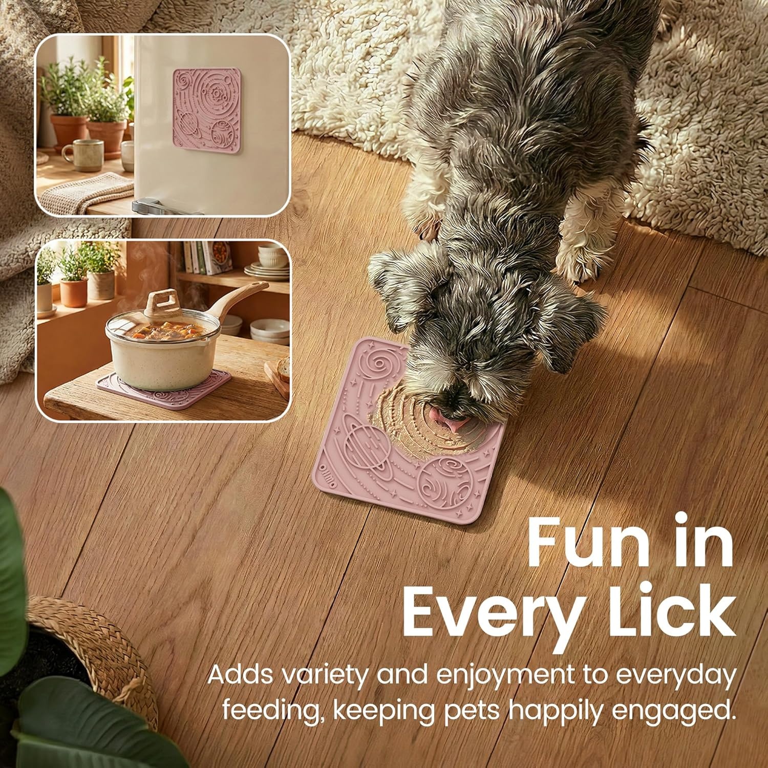 image:imageOHMO Lick Mat for Dogs and CatsSmall DarkampLight Blue 2pcs Enrichment Accessories Toy Space Star Easy Clean Pet Slow FeederSuction Cups Licking Pad for Anxiety Relief and Boredom ReductionMarsCoral
