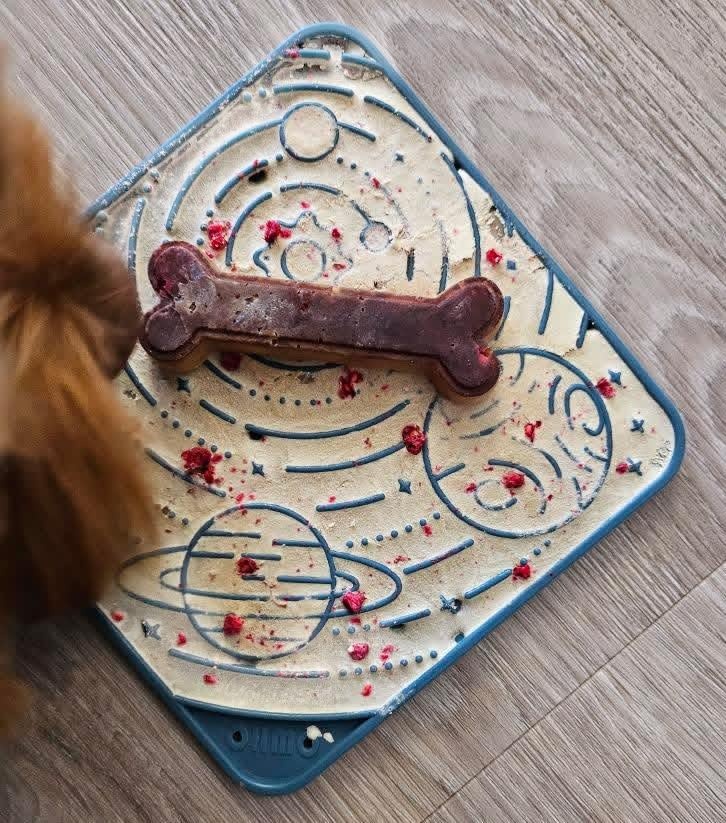 image:imageOHMO Lick Mat for Dogs and CatsSmall DarkampLight Blue 2pcs Enrichment Accessories Toy Space Star Easy Clean Pet Slow FeederSuction Cups Licking Pad for Anxiety Relief and Boredom ReductionMarsCoral