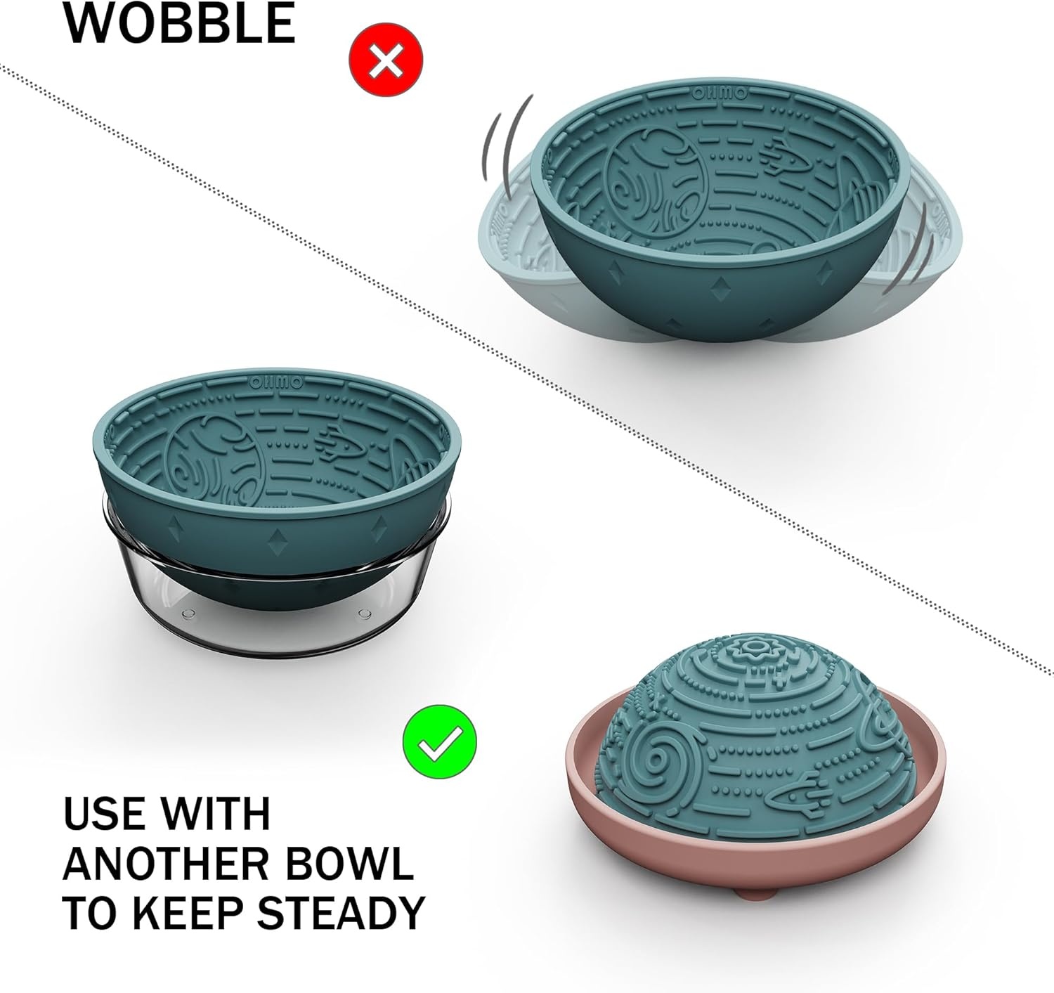 image:imageOHMO Lick Mat for Dogs and CatsSmall DarkampLight Blue 2pcs Enrichment Accessories Toy Space Star Easy Clean Pet Slow FeederSuction Cups Licking Pad for Anxiety Relief and Boredom ReductionLight Blue