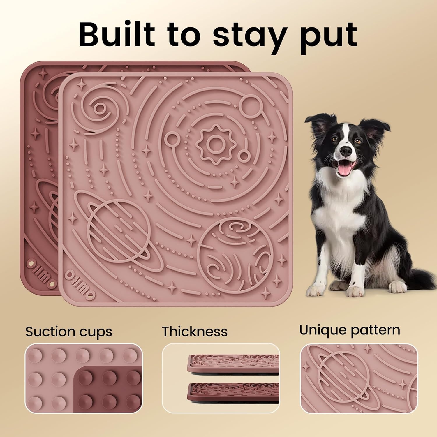 image:imageOHMO Lick Mat for Dogs and CatsSmall DarkampLight Blue 2pcs Enrichment Accessories Toy Space Star Easy Clean Pet Slow FeederSuction Cups Licking Pad for Anxiety Relief and Boredom ReductionMarsCoral