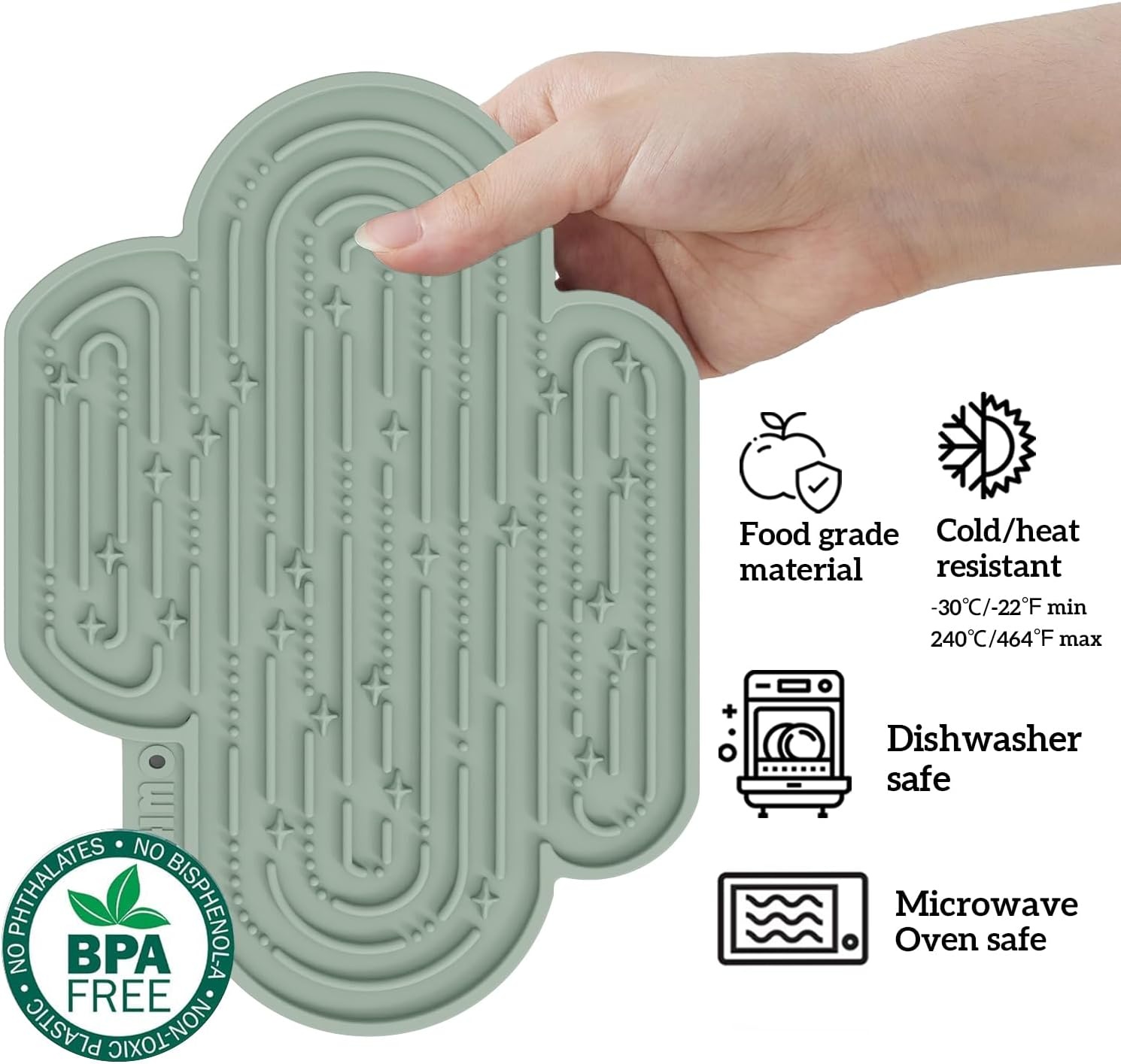 image:imageOHMOCactus Lick Mat for Dogs and Cats2 Pack Easy to Clean Pet Slow Feeder with Suction Cups Licking Pad for Anxiety Relief and Boredom ReductionCactusampLight GreenLight GreenCamo Green