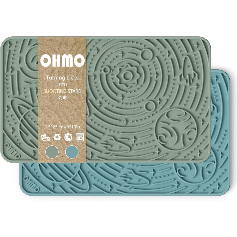 image:imageOHMO Lick Mat for Dogs amp Cats AshBeige 2pcs 9859 Galaxy Design Slow Feeder with Suction Cups Keep Them Busy amp Anxiety Relief Easy Clean Enrichment AccessoriesLight BlueLight Green