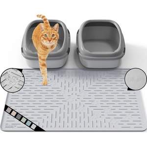 image:imageOHMO Cat Litter Mat Large Trapping Mat Premium Silicone Rubber 315x236 Sage Green Waterproof and BPA Free Kitty Litter Box Mat Easy to Clean and Keeps The Floor TidyAsh Grey