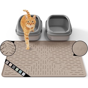 image:imageOHMO Cat Litter Mat Large Trapping Mat Premium Silicone Rubber 315x236 Sage Green Waterproof and BPA Free Kitty Litter Box Mat Easy to Clean and Keeps The Floor TidyBeige