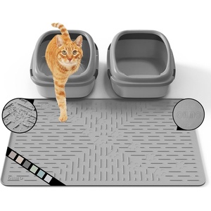 image:imageOHMO Cat Litter Mat Large Trapping Mat Premium Silicone Rubber 315x236 Sage Green Waterproof and BPA Free Kitty Litter Box Mat Easy to Clean and Keeps The Floor TidyGrey