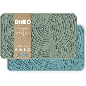 image:imageOHMO Lick Mat for Dogs amp Cats AshBeige 2pcs 9859 Galaxy Design Slow Feeder with Suction Cups Keep Them Busy amp Anxiety Relief Easy Clean Enrichment AccessoriesLight BlueLight Green