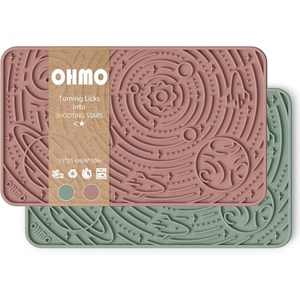 image:imageOHMO Lick Mat for Dogs amp Cats AshBeige 2pcs 9859 Galaxy Design Slow Feeder with Suction Cups Keep Them Busy amp Anxiety Relief Easy Clean Enrichment AccessoriesCoralLight Green