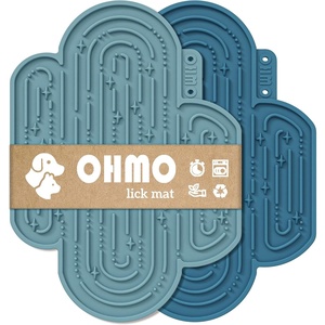 image:imageOHMOCactus Lick Mat for Dogs and Cats2 Pack Easy to Clean Pet Slow Feeder with Suction Cups Licking Pad for Anxiety Relief and Boredom ReductionCactusampLight GreenDark BlueLight Blue