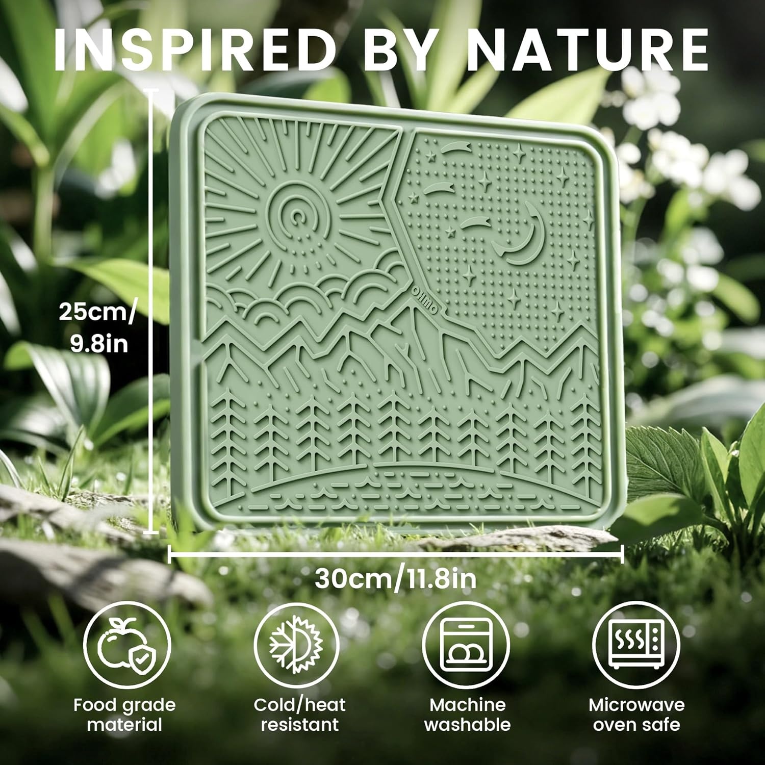 image:imageOHMO Lick Mat for Dogs and Cats Large2 Pack Nature Design Easy to Clean Pet Slow Feeder with Suction Cups for Anxiety Relief and Boredom ReductionOliveSage GreenSage Green