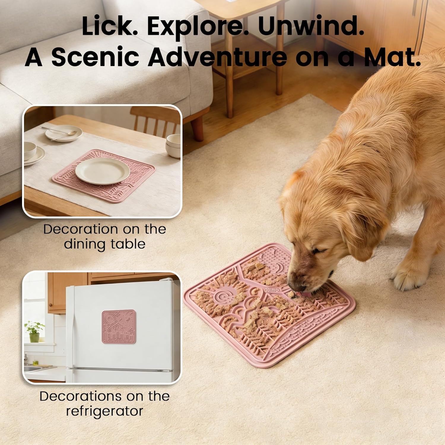 image:imageOHMO Lick Mat for Dogs and Cats Large2 Pack Nature Design Easy to Clean Pet Slow Feeder with Suction Cups for Anxiety Relief and Boredom ReductionOliveSage GreenMarsCoral