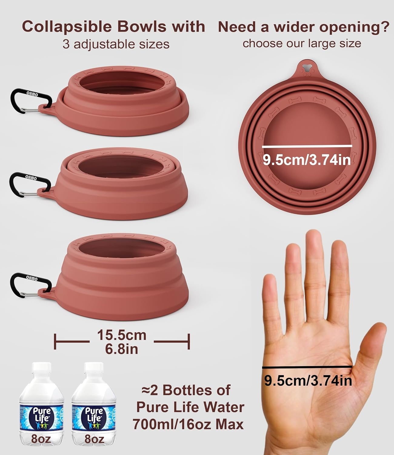 image:imageOHMO Spill Proof Collapsible Dog Water Bowl Large 34oz for Cars No Splash Portable Bowls for Dog Travel Pet Essentials for Road Trips Cat Travel AccessoriesErythrinus