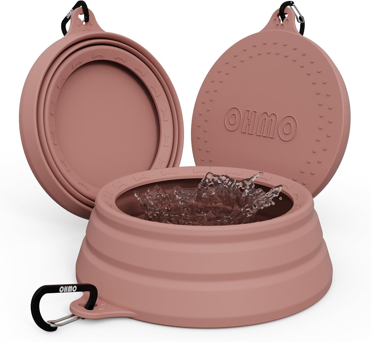 image:imageOHMO Spill Proof Collapsible Dog Water Bowl Large 34oz for Cars No Splash Portable Bowls for Dog Travel Pet Essentials for Road Trips Cat Travel AccessoriesCoral
