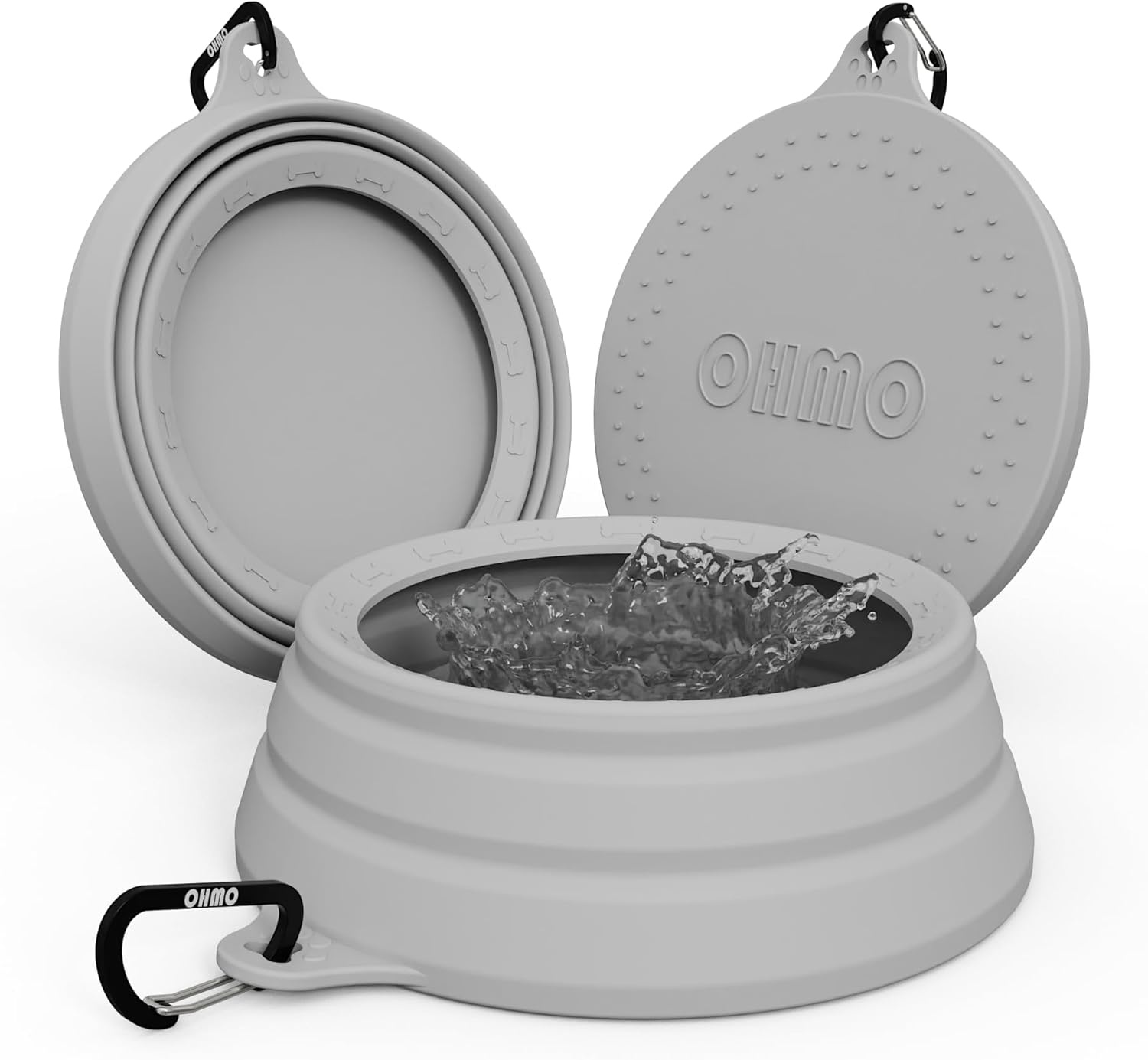 image:imageOHMO Spill Proof Collapsible Dog Water Bowl Large 34oz for Cars No Splash Portable Bowls for Dog Travel Pet Essentials for Road Trips Cat Travel AccessoriesAsh