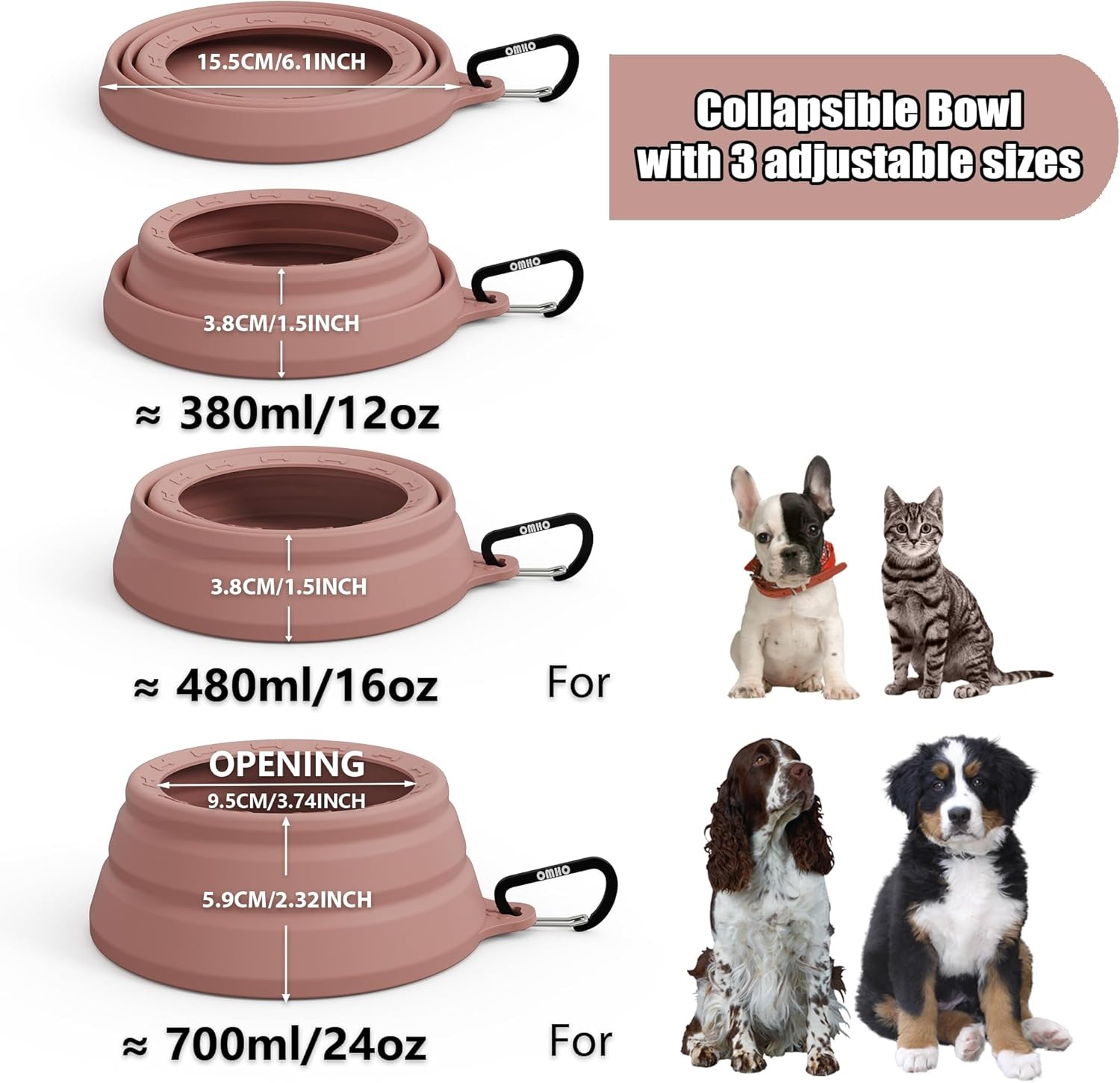 image:imageOHMO Spill Proof Collapsible Dog Water Bowl Large 34oz for Cars No Splash Portable Bowls for Dog Travel Pet Essentials for Road Trips Cat Travel AccessoriesCoral