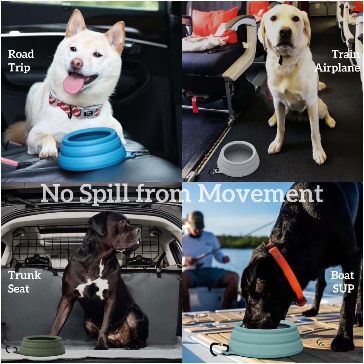 image:imageOHMO Spill Proof Collapsible Dog Water Bowl Large 34oz for Cars No Splash Portable Bowls for Dog Travel Pet Essentials for Road Trips Cat Travel AccessoriesSage Green