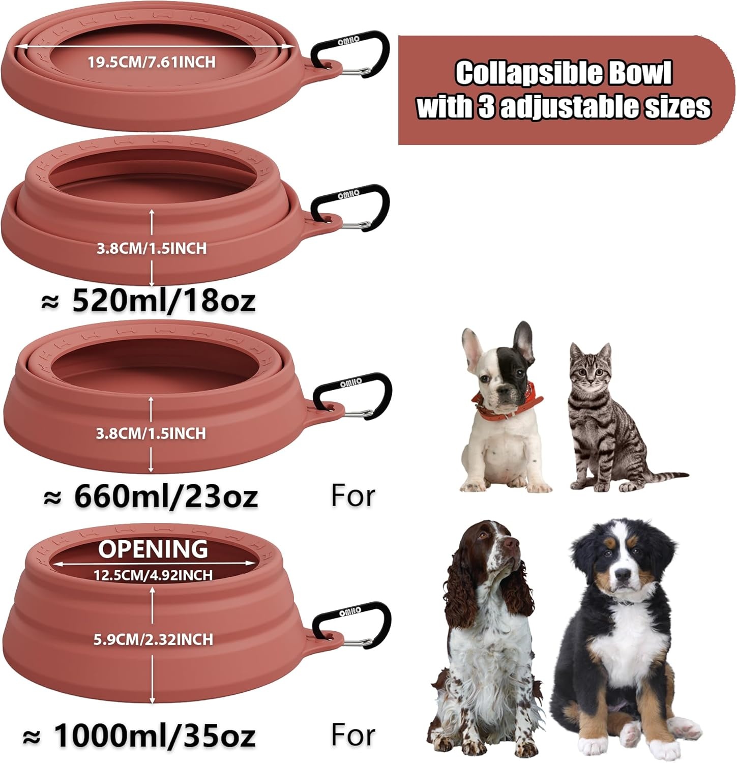 image:imageOHMO Spill Proof Collapsible Dog Water Bowl Large 34oz for Cars No Splash Portable Bowls for Dog Travel Pet Essentials for Road Trips Cat Travel AccessoriesErythrinus