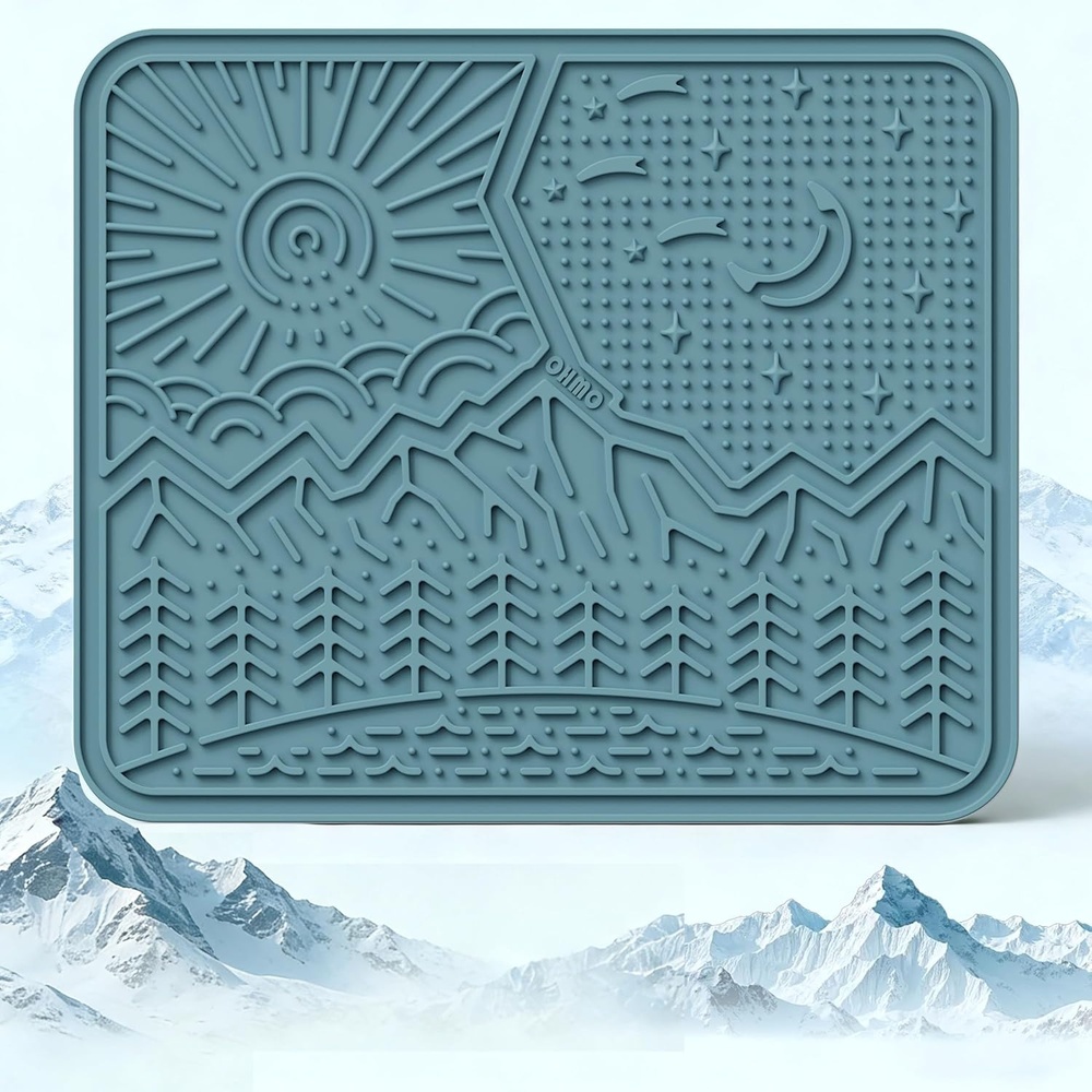 image:imageOHMO Lick Mat for Dogs and Cats Large2 Pack Nature Design Easy to Clean Pet Slow Feeder with Suction Cups for Anxiety Relief and Boredom ReductionOliveSage GreenLight Blue