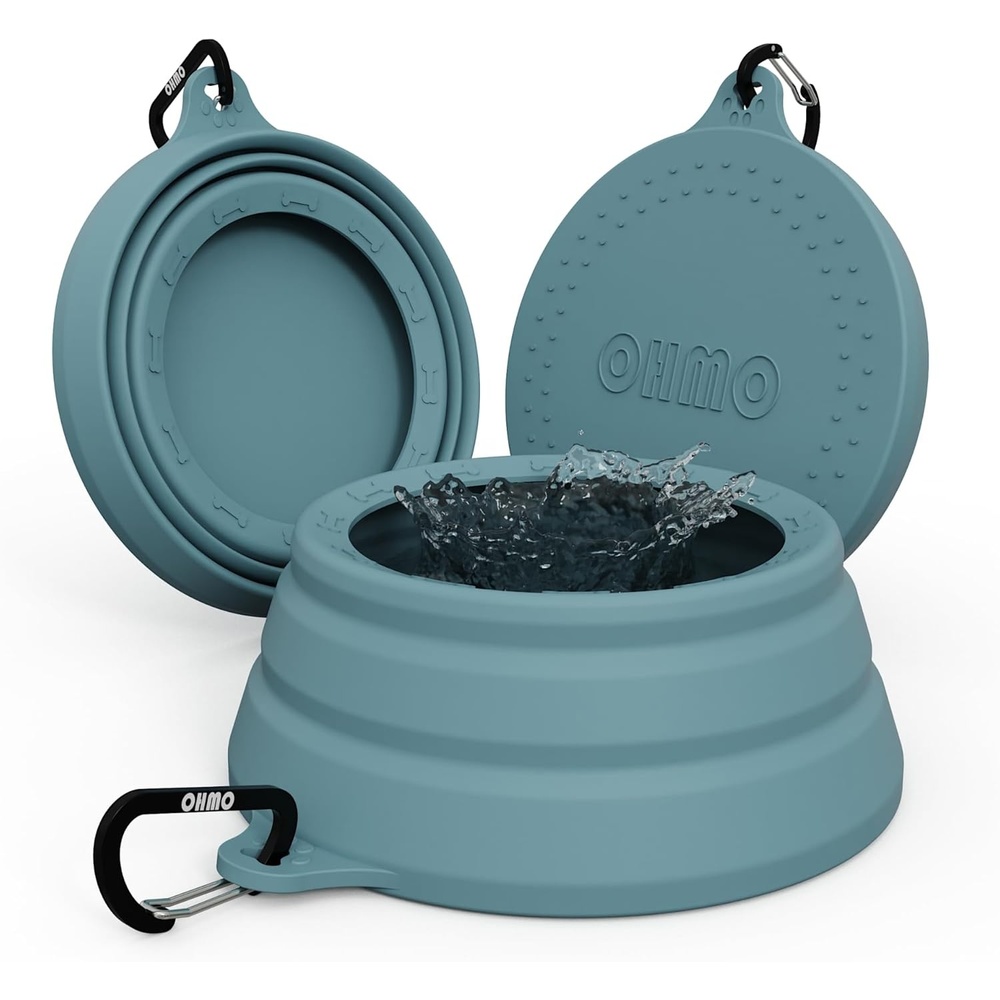 image:imageOHMO Spill Proof Collapsible Dog Water Bowl Large 34oz for Cars No Splash Portable Bowls for Dog Travel Pet Essentials for Road Trips Cat Travel AccessoriesLight Blue