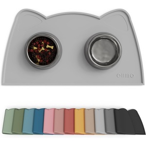 image:imageOHMO  Cat Food Mat Silicone Pet Feeding Mat for Floor NonSkid Waterproof Dog Water Bowl Tray Easy to Clean Pet PlacematAsh Light Grey