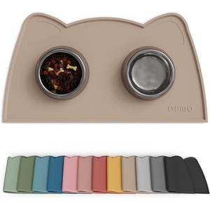 image:imageOHMO  Cat Food Mat Silicone Pet Feeding Mat for Floor NonSkid Waterproof Dog Water Bowl Tray Easy to Clean Pet PlacematBeige