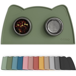 image:imageOHMO  Cat Food Mat Silicone Pet Feeding Mat for Floor NonSkid Waterproof Dog Water Bowl Tray Easy to Clean Pet PlacematCamouflage Green