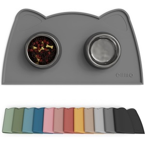image:imageOHMO  Cat Food Mat Silicone Pet Feeding Mat for Floor NonSkid Waterproof Dog Water Bowl Tray Easy to Clean Pet PlacematDark Grey