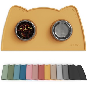 image:imageOHMO  Cat Food Mat Silicone Pet Feeding Mat for Floor NonSkid Waterproof Dog Water Bowl Tray Easy to Clean Pet PlacematHoney