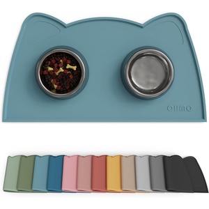 image:imageOHMO  Cat Food Mat Silicone Pet Feeding Mat for Floor NonSkid Waterproof Dog Water Bowl Tray Easy to Clean Pet PlacematLight Blue