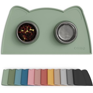image:imageOHMO  Cat Food Mat Silicone Pet Feeding Mat for Floor NonSkid Waterproof Dog Water Bowl Tray Easy to Clean Pet PlacematSage Green