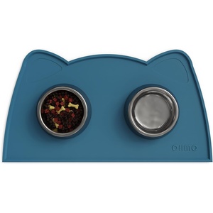 image:imageOHMO  Cat Food Mat Silicone Pet Feeding Mat for Floor NonSkid Waterproof Dog Water Bowl Tray Easy to Clean Pet PlacematTeal