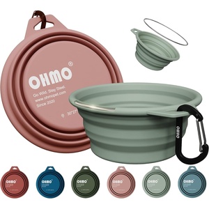image:imageOHMO Collapsible Dog Bowl 2 Pack Camo amp Light Green 12oz400ml Premium Silicone Pet Water Bowls for Cats amp Dogs Portable Foldable Dog Travel Bowls for Outdoor Camping HikingCoralSage Green