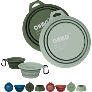 image:imageOHMO Collapsible Dog Bowl 2 Pack Camo amp Light Green 12oz400ml Premium Silicone Pet Water Bowls for Cats amp Dogs Portable Foldable Dog Travel Bowls for Outdoor Camping HikingCamoSage Green