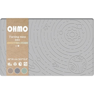 image:imageOHMO Dog Food Mat Silicone Waterproof Cat Food Mat NonSkid Spill Proof Pet Feeding Mat for Food and Water Easy to Clean Dog PlacematBeige 189 x 118Ash Light Grey